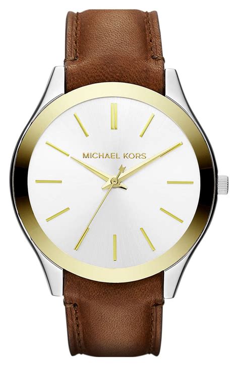 michael kors slim runway leather strap watch|michael kors slim runway black.